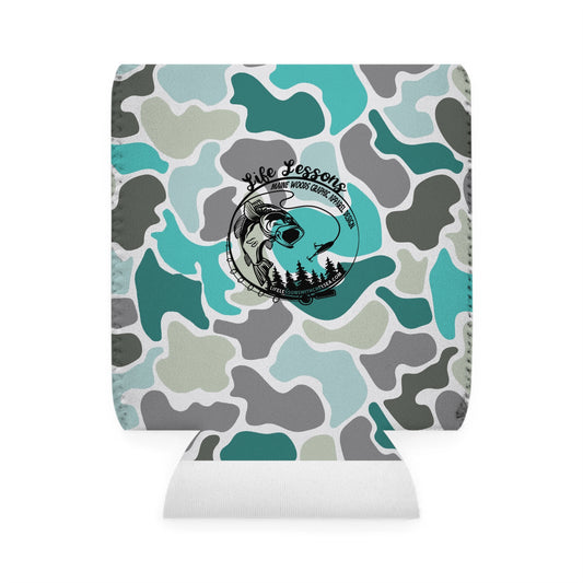Stylish Turqoise Camo Can Cooler Sleeve - Perfect for Parties and Outdoor Fun!