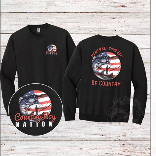 “Let your boys be country” fishing Long sleeve