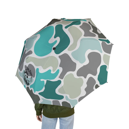 Turqoise Camouflage Semi-Automatic Foldable Umbrella - Stylish & Compact Design for Outdoor Adventures