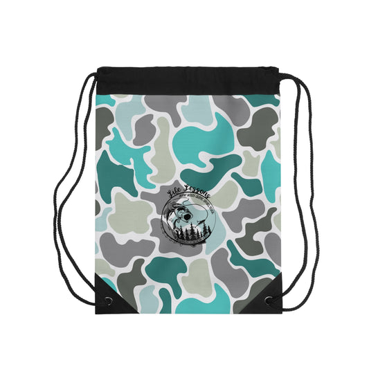 Stylish Turquoise Camo Drawstring Bag for Outdoor Adventures