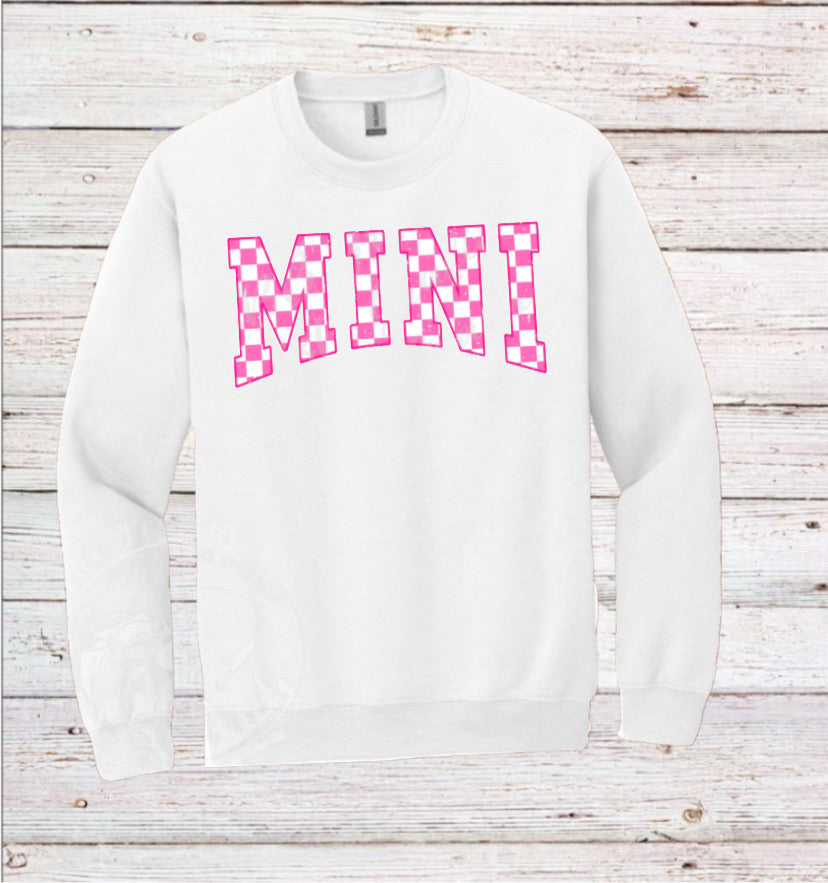 “Mini Checker me pink” Fleece Crewneck