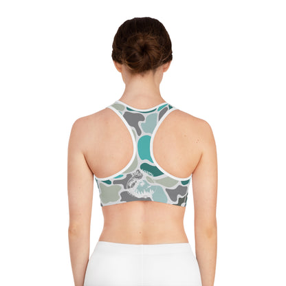 Turquois Camo Women's Sports Bra