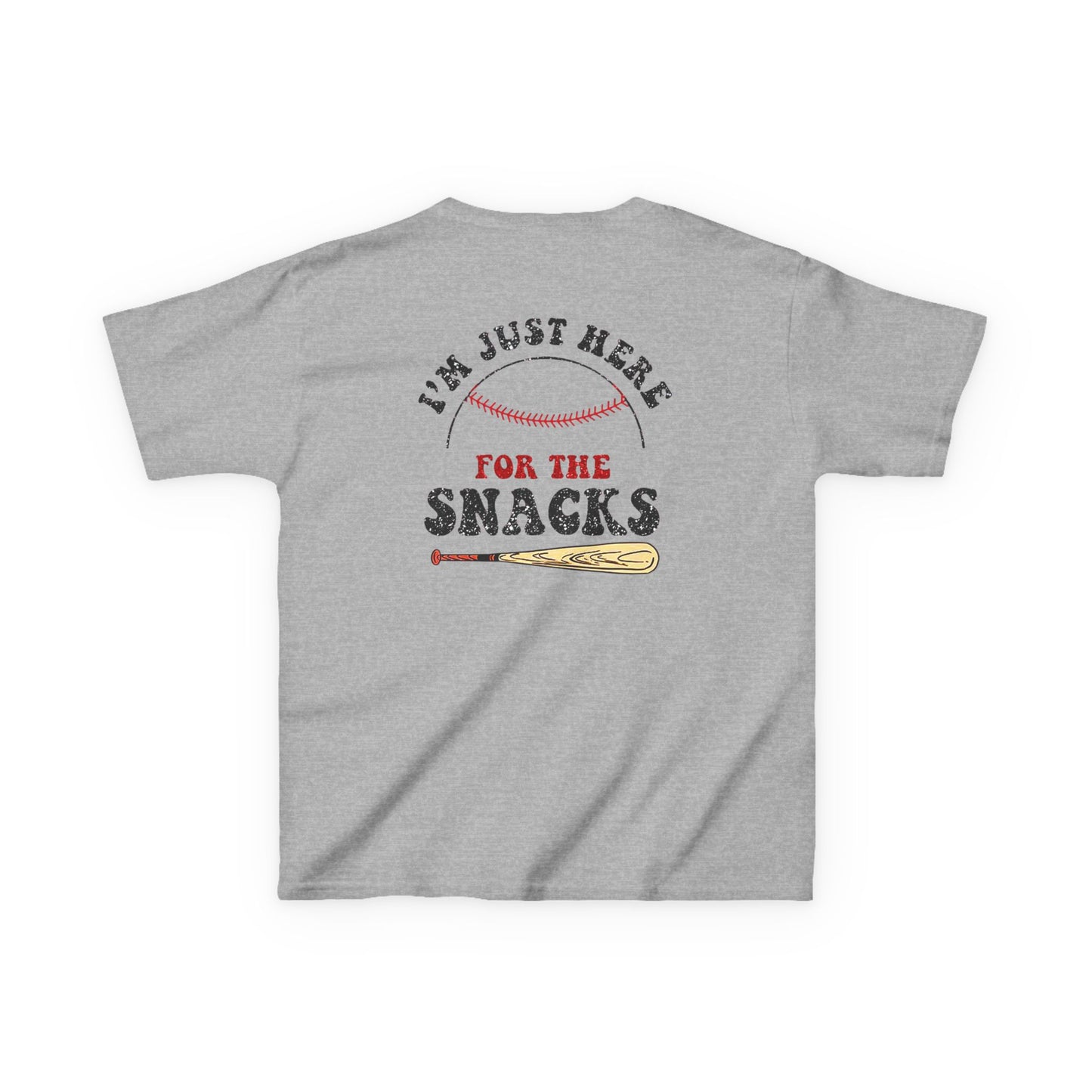Youth Baseball Sister Tee - 'I'm Just Here for the Snacks'