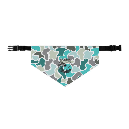 Stylish Turquoise Camo Pet Bandana Collar for Dogs - Perfect for Outings and Celebrations
