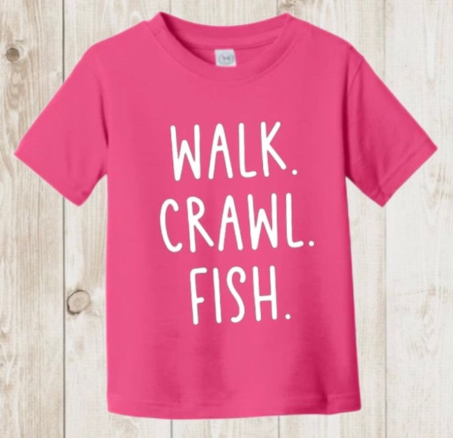 “Walk crawl fish” baby short sleeve