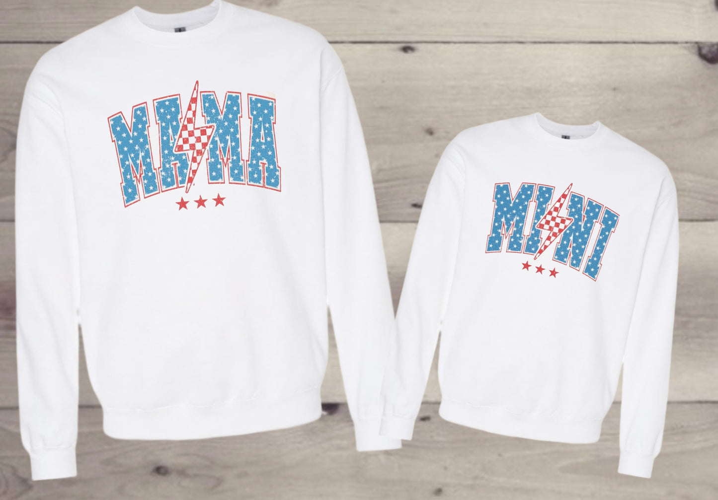 “American Lightning Bolt Mama & Me” Fleece Crewneck set