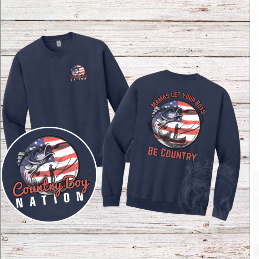 “Let your boys be country” fishing Long sleeve