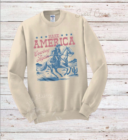 “Make America Cowboy Again” Fleece Crewneck