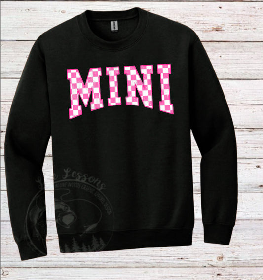 “Mini Checker me pink” Fleece Crewneck